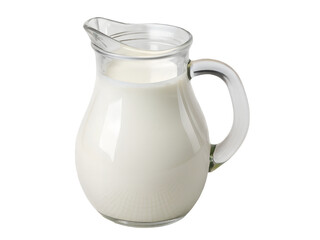 Glass Pitcher of Fresh Milk Isolated on transparent background cutout, PNG file, Cutout file
