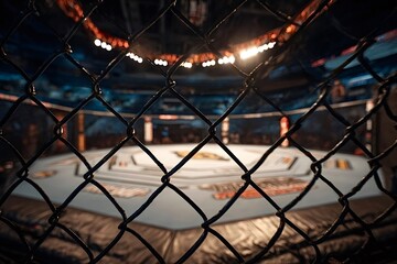 Intense atmosphere inside an mma fighting arena