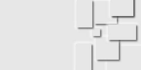 abstract background with squares shape geomatric background.modern white and gray color technology concept geometric rectangle vector background neomorphism style poster, banner design.vector