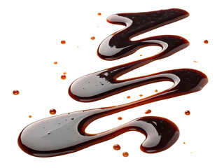 Dark Soy Sauce Drip on Black Isolated on transparent background cutout, PNG file, Cutout file