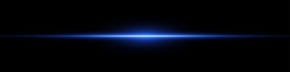 Futuristic blue laser light burst with neon glow and energy beam. Fast motion streaks and glowing flare effect on dark background. Abstract digital tech vector with sparkle and optical splash.
