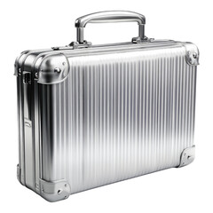 Silver briefcase on transparent background