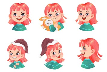 Potrait of cute girl with pink hair