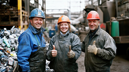 Fototapeta premium Worker working in recycling center with recyclable waste.