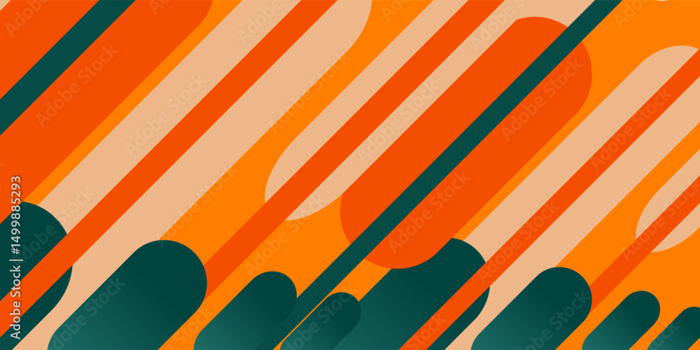 Aufkleber abstract rounded diagonal stripe pattern on orange background. modern overlap rounded diagonal geome