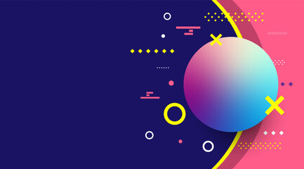 Modern abstract geometric background with colorful shapes and vibrant gradients. technology business. Pink and blue circle
