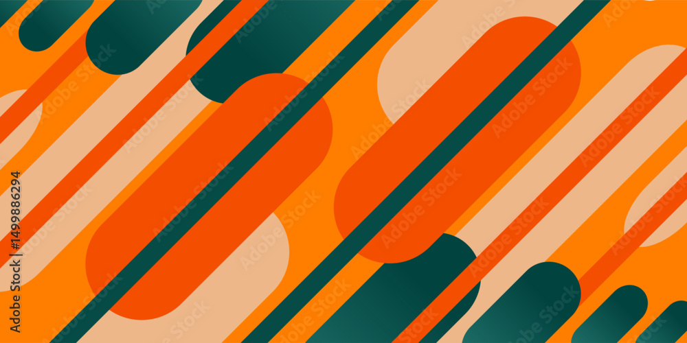 Aufkleber abstract rounded diagonal stripe pattern on orange background. modern overlap rounded diagonal geome