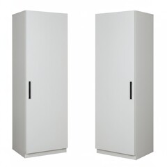 Two white storage cabinets isolated on white background