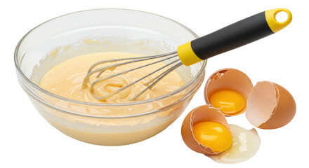 Isolated Bowl with Dough and Eggs