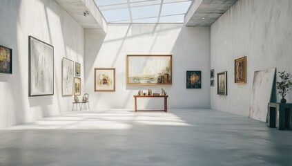 Modern art gallery interior, light-filled space