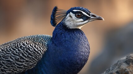 Obraz premium Regal peacock gazes iridescent plumage shimmering