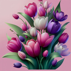 Fototapeta premium pink tulips on black background