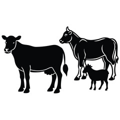silhouettes of cows