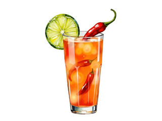 Fototapeta premium Vibrant red cocktail with lime, a refreshing summer delight for your next party refreshing