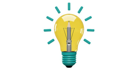 Isolated Light Bulb and Pencil