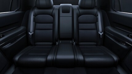 Luxury Car Back Seats: Elegant Black Leather Interior