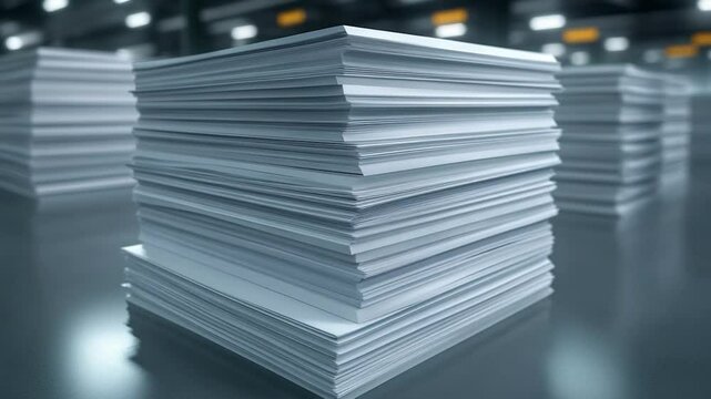 A Stack of Papers in a Printing Factory