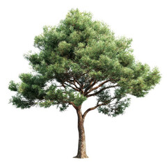 Green tree with leaves isolated on transparent background