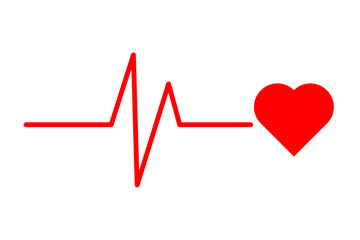 Heart with Pulse Line Vector Illustration