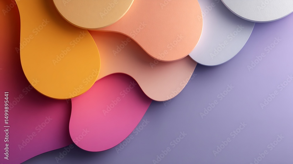 Poster abstract pastel layered shapes background with soft and subtle gradient colors