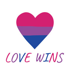 Colorful heart shape Bisexual pride flag Happy pride day LGBTQIA community Pride Month Vector hand drawn doodle for posters, stickers, logo, cards