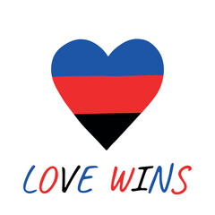 Colorful heart shape Polyamory pride flag Happy pride day LGBTQIA community Pride Month Vector hand drawn doodle for posters, stickers, logo, cards