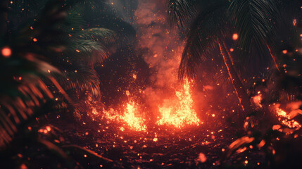 Burning forest. Devastating wild fire.