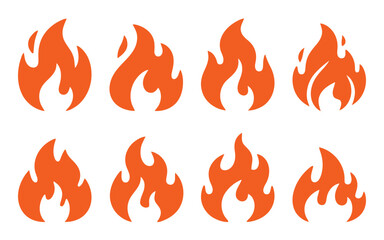 Vector art of Collection of fire icons isolated on white background