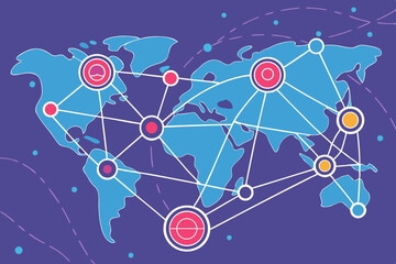 Global Network Connecting Worldwide Locations of Importance	