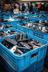 Electronic waste closeup view.