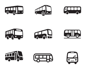 Bus Silhouette Vector Icon – Minimalist Public Transportation Vehicle Design
