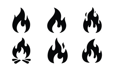 Fototapeta premium Vector art of Fire icons isolated on white background