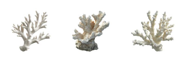 Coral Specimens Set. Marine Biology And Ocean Conservation Collection Isolated On Transparent Background