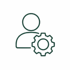 Simple user icon with cogwheel — personalized IT configuration.