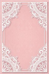 Elegant pink and white lace border invitation template