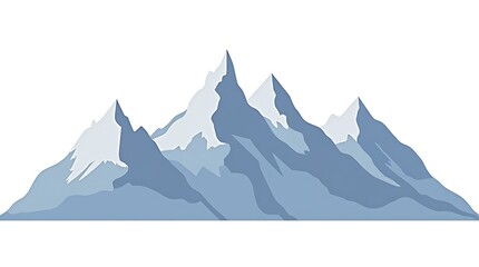 Fototapeta premium Panoramic alpine winter mountain landscape vector with snow-capped peaks and cloudy sky