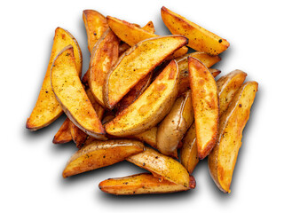 Crispy baked potato wedges served as a delicious side dish for lunch or dinner