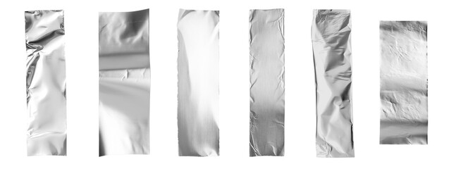 Fototapeta na wymiar PNG Shiny metallic foil textures, element set on transparent background
