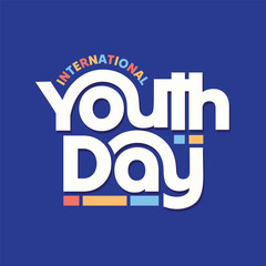 Youth Day typography greeting card, banner, poster, template design to celebrate on 12 August. International youth Day logotype, sticker, label, tag vector illustration. 