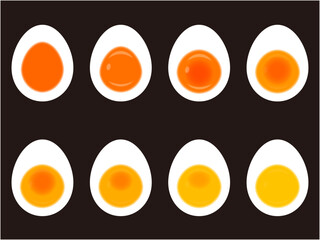 シンプルなゆで卵の種類一覧のイラスト素材セット