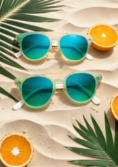 Summer Fashion: Stylish Sunglasses on Sandy Beach