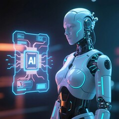 Glowing AI Avatar with Advanced Data and Innovation Tech

