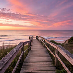 a wooden walkway that leads into the sea beautiful
