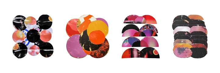 Retro Geometric Shapes Cut-Out Set. Vintage Collage Design Elements Collection Isolated On Transparent Background