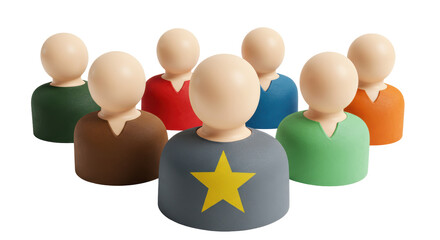 Isolated Group of People Figures with Star
