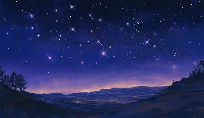 Starry night over a valley