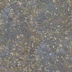 Seamless Natural Dirt Ground Texture with Dry Autumn Leaves 