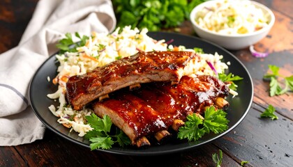 BBQ Ribs with Coleslaw.