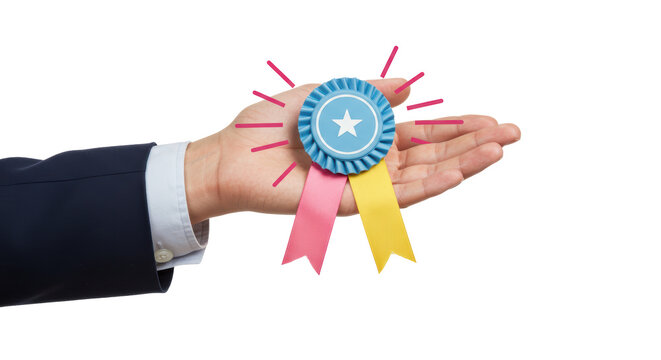 Isolated Hand Holding Award Ribbon