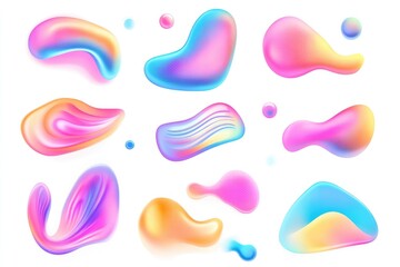 Abstract, colorful, liquid shapes, fluid forms, various gradient colors